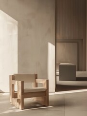 modern chair, catalog view, light setting in a modern room 