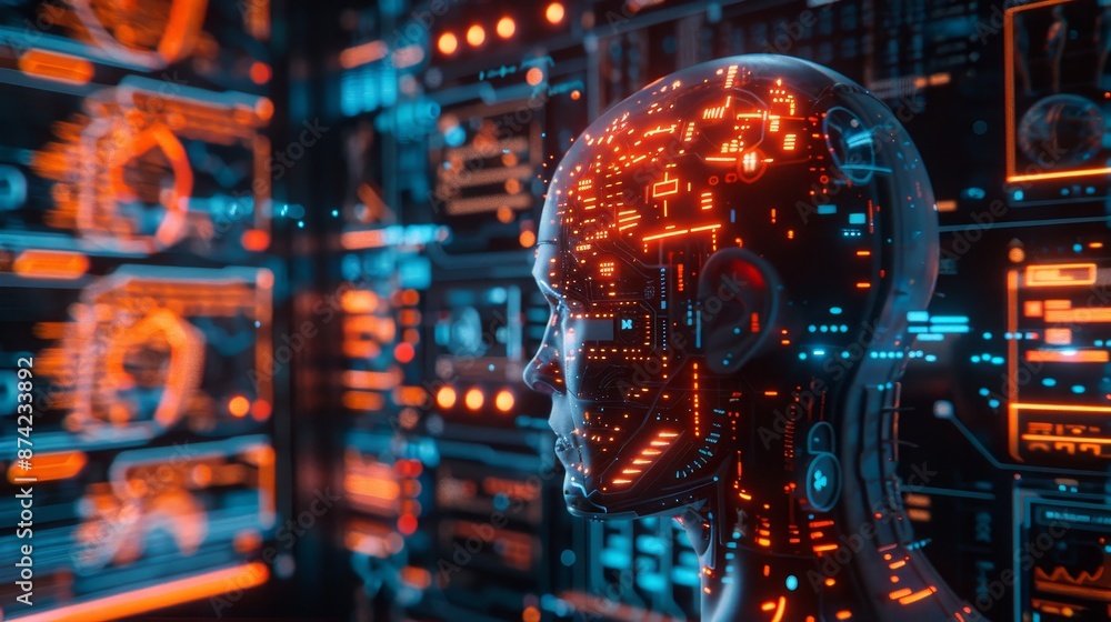 Poster holographic brain-computer interface for space exploration, advanced neural holography, futuristic s