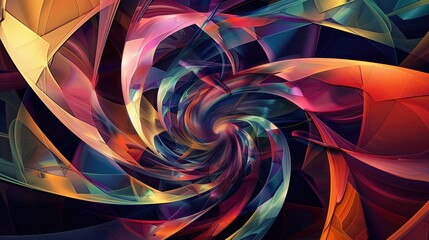 A mesmerizing array of swirling colors and geometric patterns, forming a visually stunning and dynamic abstract artwork.