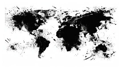 World map in black on a white background