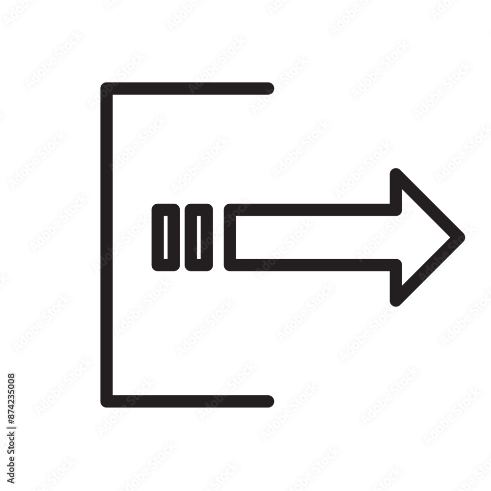 Poster log out icon in flat style. arrow access vector illustration on white isolated background. door entr