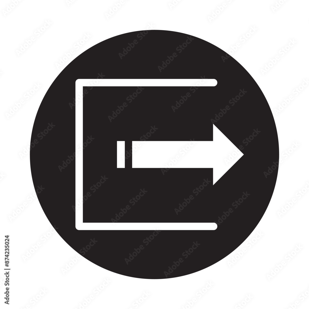 Poster log out icon in flat style. arrow access vector illustration on white isolated background. door entr