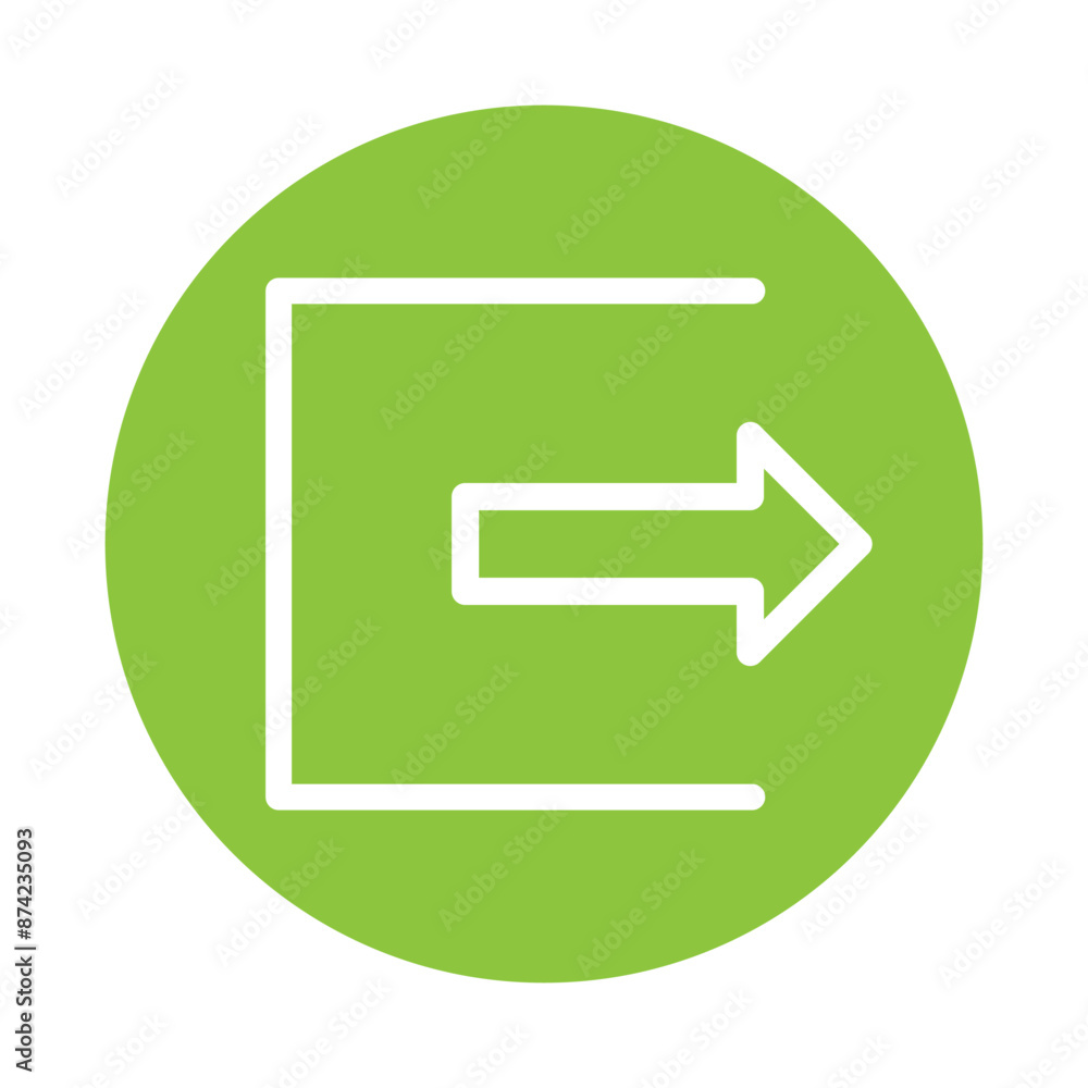 Poster log out icon in flat style. arrow access vector illustration on white isolated background. door entr