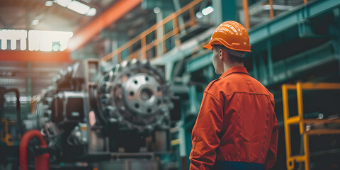 Industrial workers in hardhats and uniforms work together on a construction site