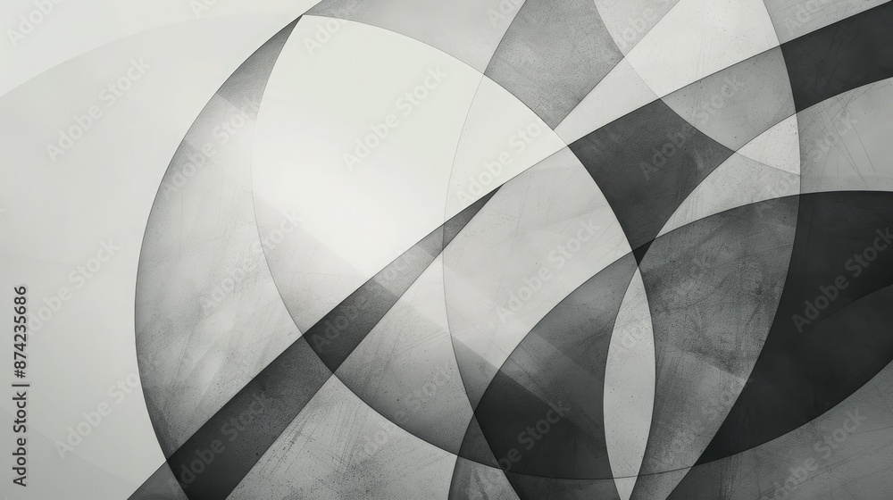 Wall mural a minimalist composition of intersecting lines and circles in grayscale tones, evoking a sense of tr