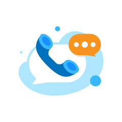 call center, customer service support, speech bubble concept illustration flat design. simple modern graphic element for ui, infographic, icon