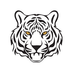 Line art black and white vector illustration hand drawn tiger art