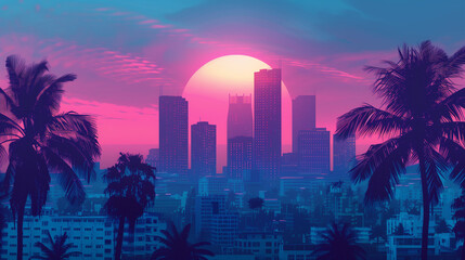 night city in retrowave style	