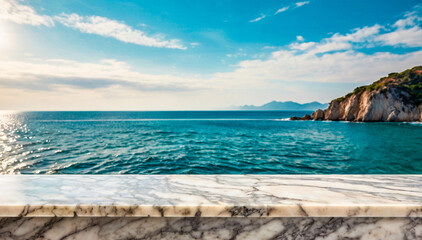 Fototapeta premium Marble,Table top,Empty,Display,Product,Pristine,marble texture,Pristine marble table top, empty and ready, perfect for showcasing your products with a touch of elegance and sophistication.