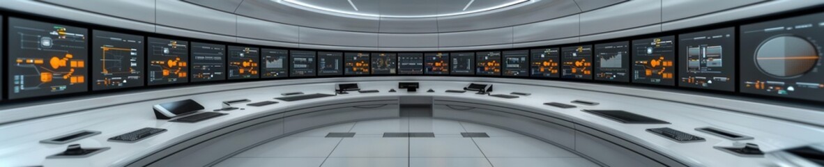 High-tech control room monitoring hydroelectric power generation