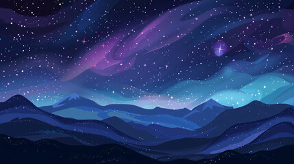 Fototapeta premium Landscape featuring the Milky Way galaxy against a night sky backdrop filled with stars.