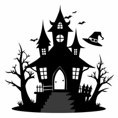 black fairy halloween witch house black vector silhouette