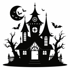 black fairy halloween witch house black vector silhouette
