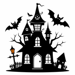 black fairy halloween witch house black vector silhouette