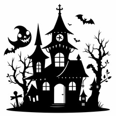 black fairy halloween witch house black vector silhouette