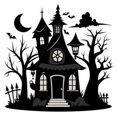black fairy halloween witch house black vector silhouette