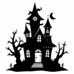 black fairy halloween witch house black vector silhouette