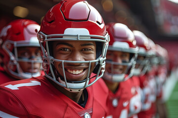 Close-up portrait of a smiling football player