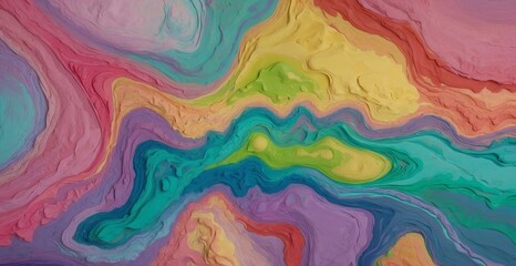 Captivating Abstract Art Featuring a Fluid Swirl of Pink, Orange, Blue & Yellow Shades in a Marble-like Pattern That Invokes a Sense of Movement & Artistic Expression