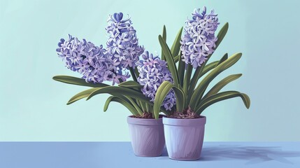 Illustrated in a straightforward and charming style the Hyacinth plant is depicted in a lovely lilac hue