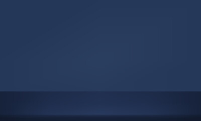 Blue navy Studio background. Blue Background Empty Room Studio with table. Space for selling products on the website. Vector illustration.