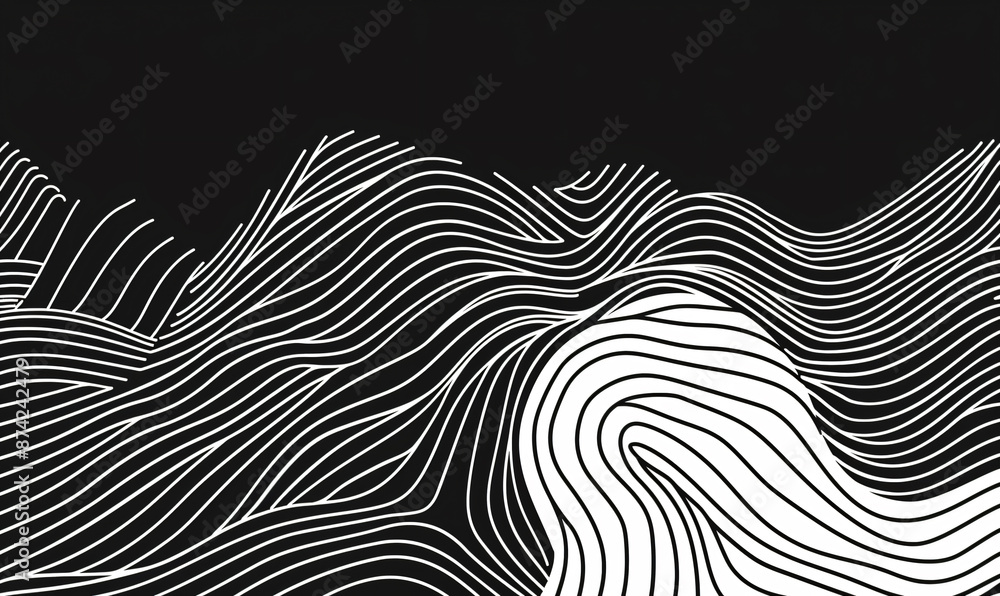 Poster black and white background with diagonal wavy lines for design, vector illustration. abstract simple