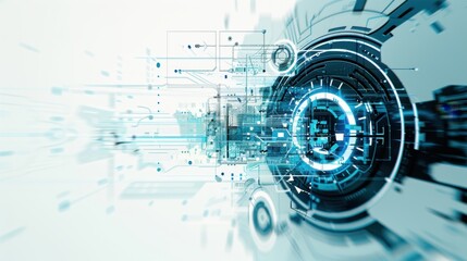 Obraz premium Modern light blue background with a few light beams and circular design elements, emphasizing simplicity and futuristic aesthetics in vector art