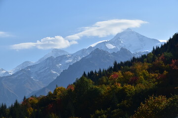 Stunning fall and autumn colors in the Caucasus Mountains around Mestia and Svaneti in Georgia