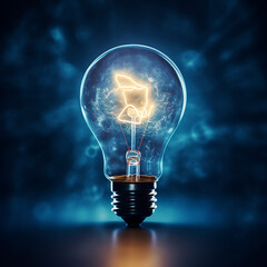 light bulb on black background