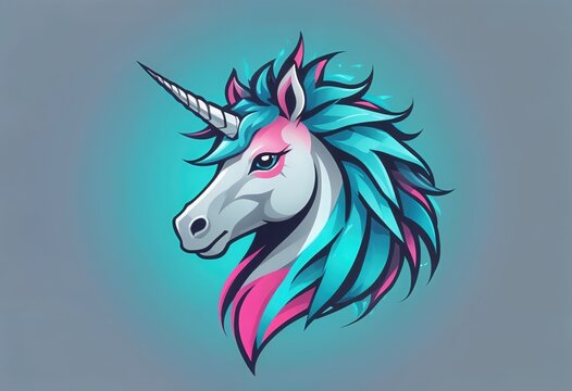 logo  unicorn in paper style