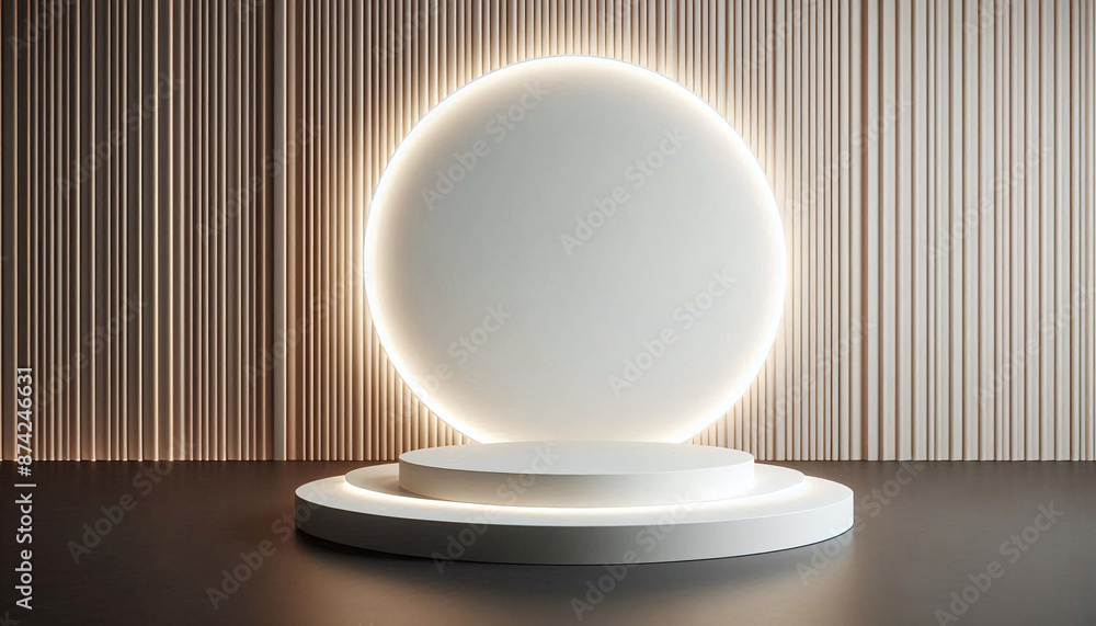 Aufkleber Empty minimalist podium for product display with circular light