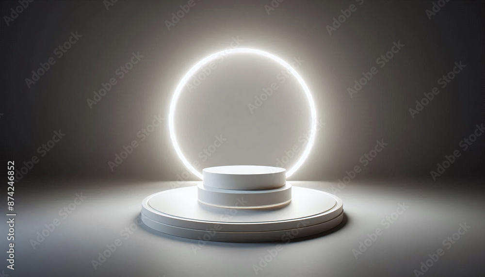 Poster Empty minimalist podium for product display with circular light