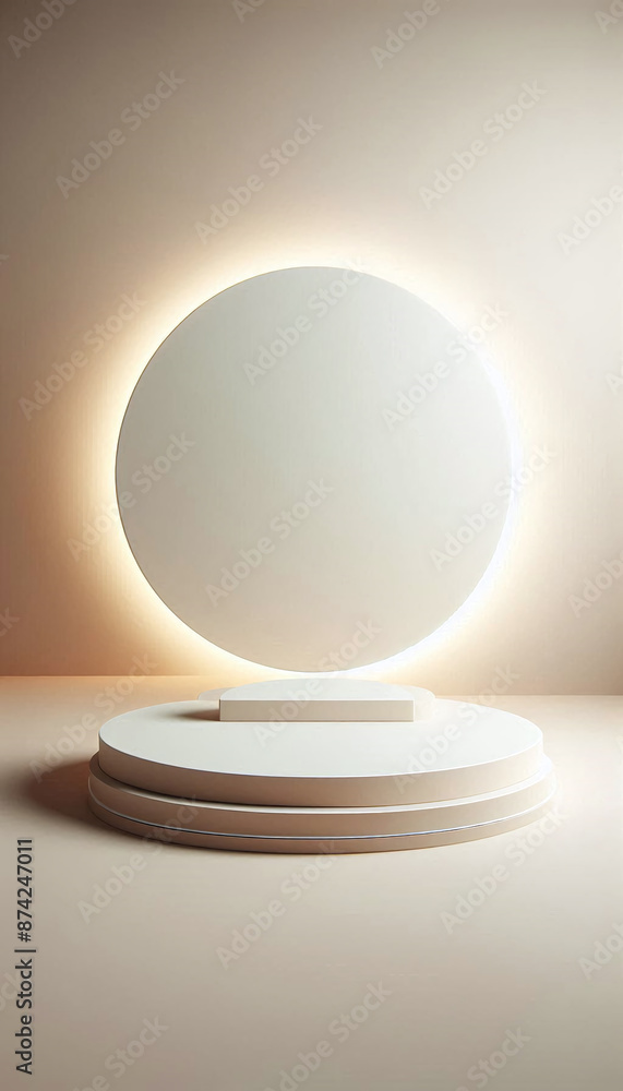 Aufkleber Empty minimalist podium for product display with circular light