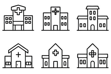 Hospital line art illustration Expressive Medical Facility Line Art