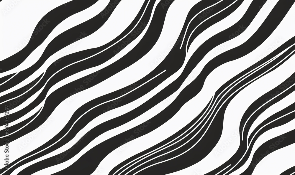 Poster black and white background with diagonal wavy lines for design, vector illustration. abstract simple