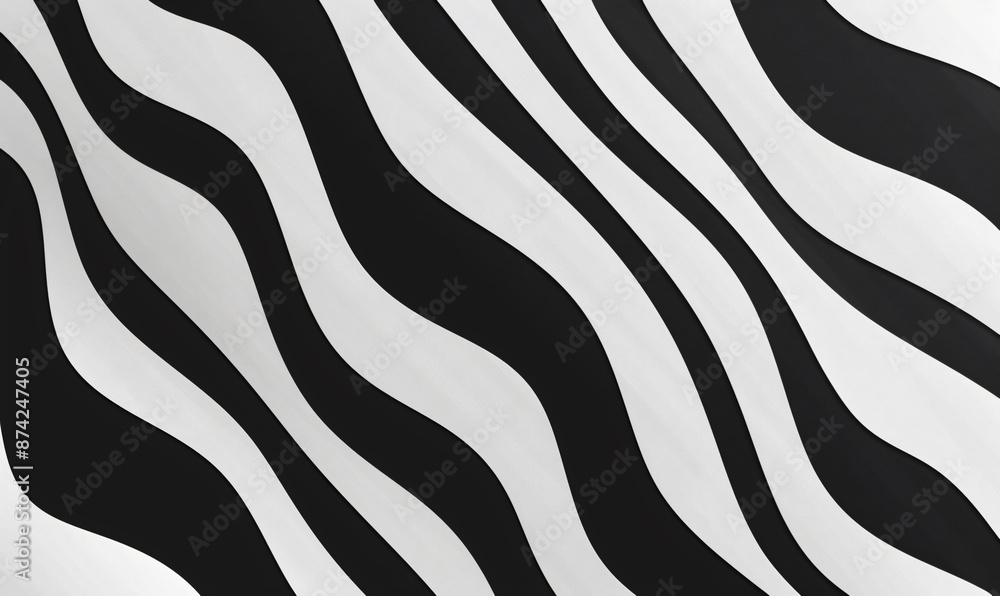 Poster black and white background with diagonal wavy lines for design, vector illustration. abstract simple