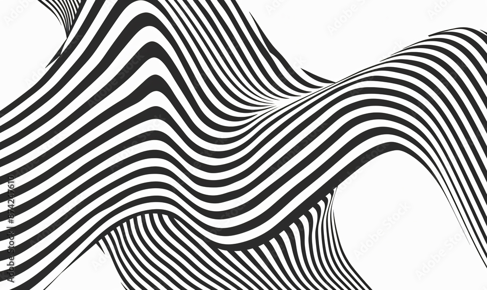 Poster 
Black and white background with diagonal wavy lines for design, vector illustration. Abstract simple pattern with wavy line in the style of retro.