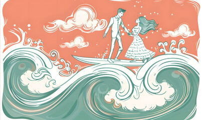 Obraz premium wedding card cartoon illustrator
