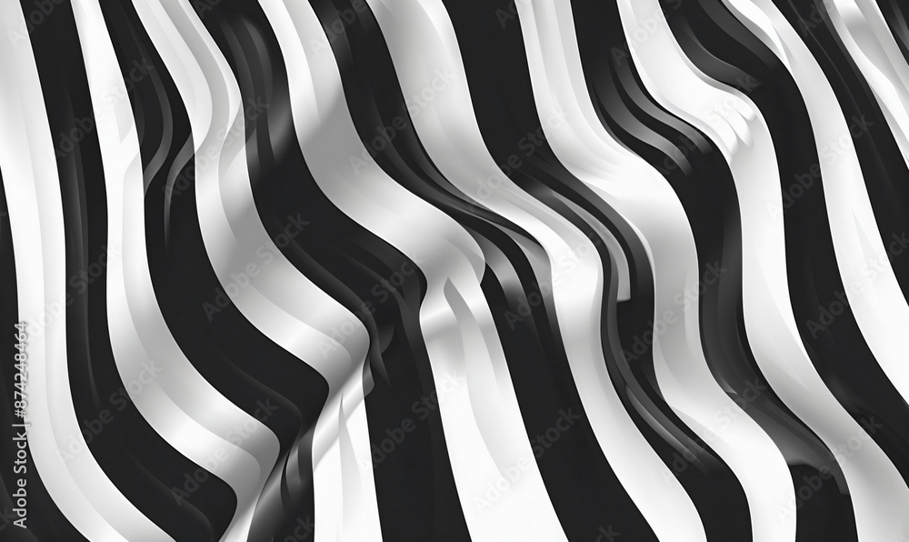 Poster black and white background with diagonal wavy lines for design, vector illustration. abstract simple