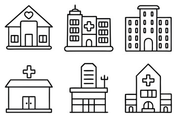 Fototapeta premium Hospital line art illustration Minimalist Medical Facility Sketches