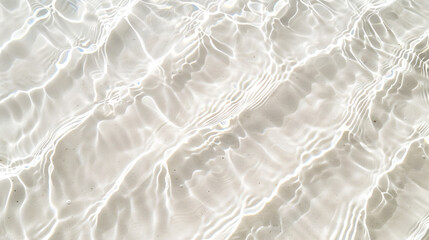 Obraz premium White water ripples texture background, top view. White sand beach, abstract pattern. Water waves with sunlight reflection.