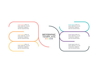 Obraz premium Vector infographic thin line design with elements. Business concept with 6 options, steps or processes.