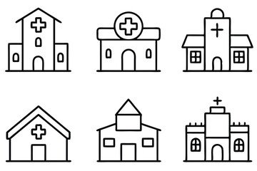 Fototapeta premium Hospital line art illustration Versatile Medical Facility Drawing Techniques