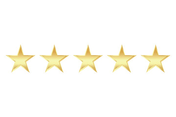 Vector 5 golden stars. Star rating. Gold star