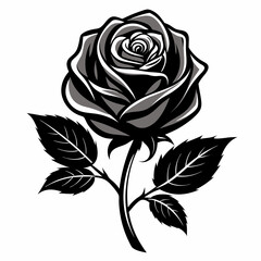 rose flower black vector silhouette