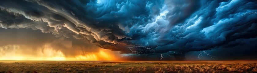 Dramatic storm approaching over rural landscape
