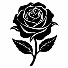 rose flower black vector silhouette