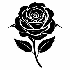 rose flower black vector silhouette
