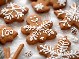 A white plate with a variety of gingerbread cookies, including a gingerbread man.