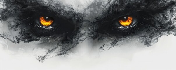 Obraz premium an eerie cursed spirit with haunting eyes, halloween theme, dark and detailed, photorealistic style, isolated on white background